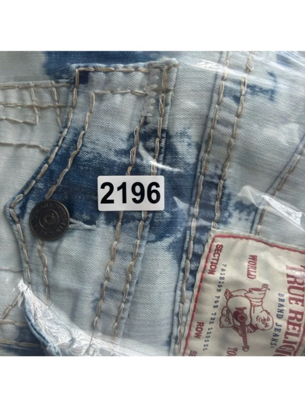 True Religion Ricky Relaxed Straight Jeans Acid Wash Blue Denim Men’s Size 38